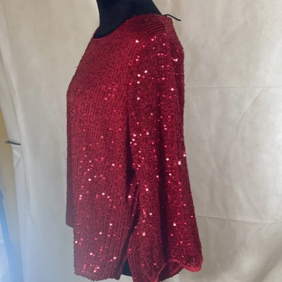 ASHLEY STEWART sequin RED few pulls on shoulder size 14/16 - Picture 2 of 6
